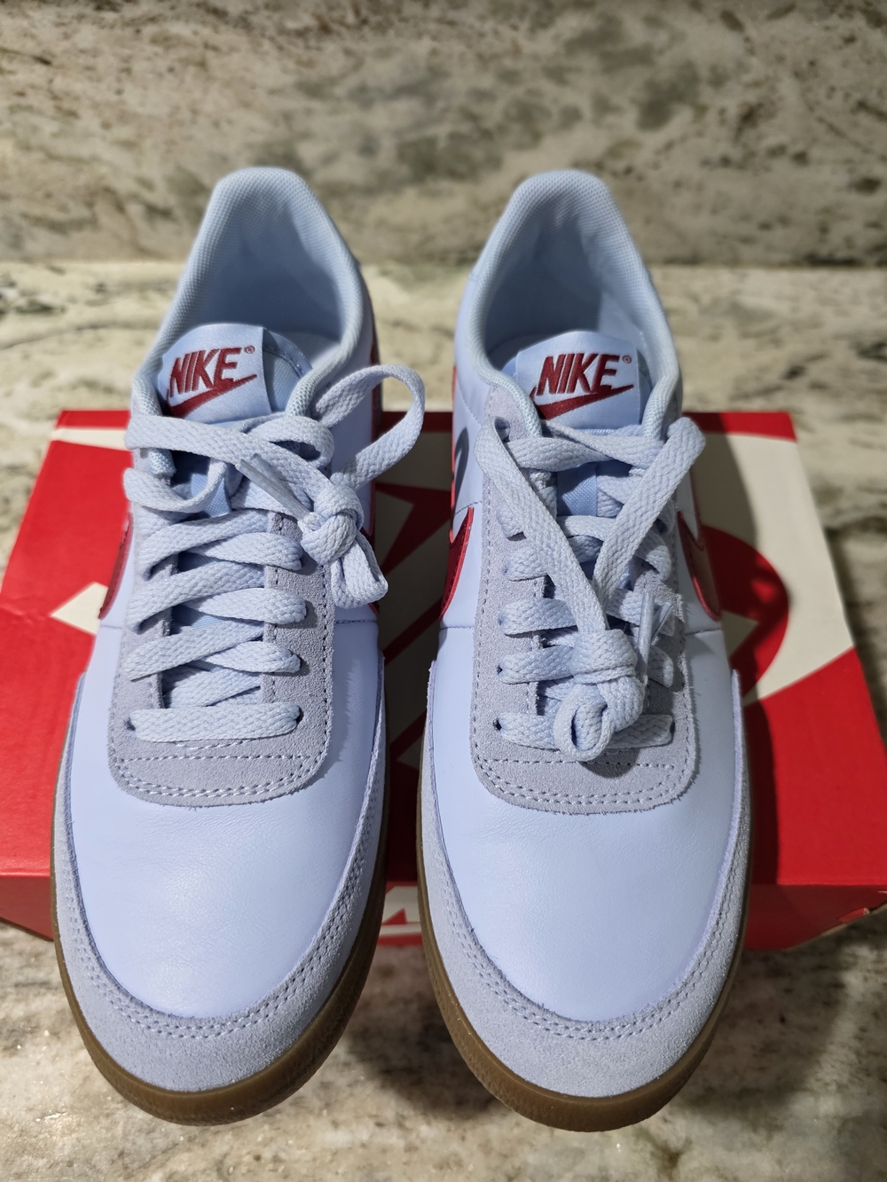Nike Light Blue Women’s Sneakers with Red Swoosh